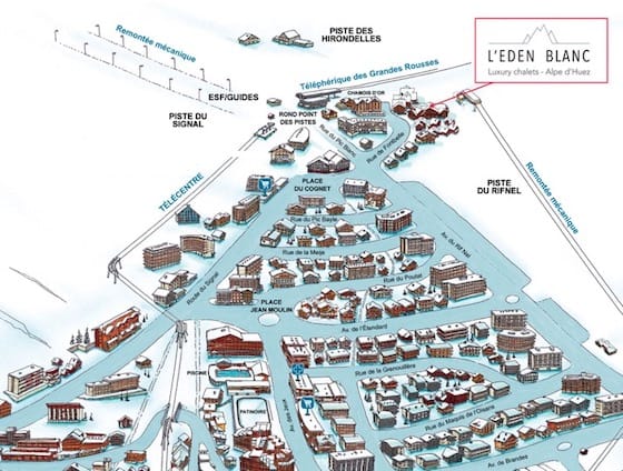 plan de la station de l'alpe d'huez