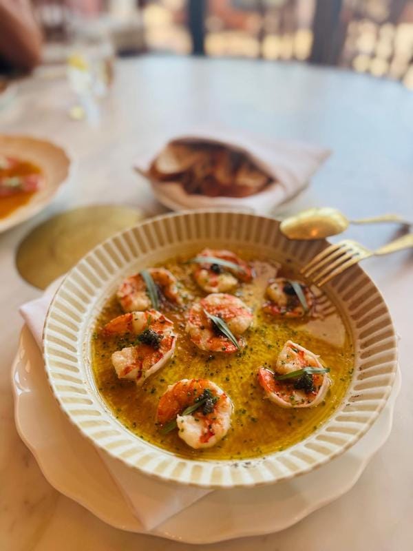 warm prawns and caviar