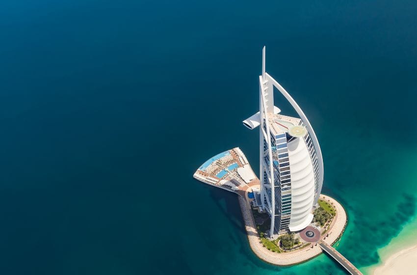 vue aérienne du Burj Al Arab